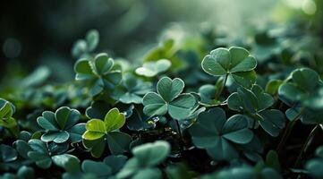 AI generated the clover leaves are on a green background photo