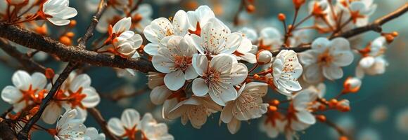 AI generated the white flowers on a branch photo