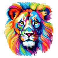 AI generated Colorful lion face clipart png