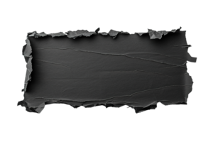 AI generated Blank, black sheet of paper, rectangular shape. On transparent background. Ripped, jagged page. With empty space for text. png