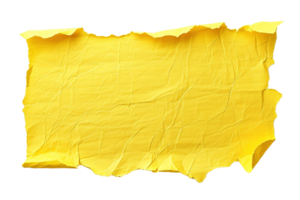 AI generated Blank, yellow sheet of paper, rectangular shape. On transparent background. Ripped, jagged page. With empty space for text. png