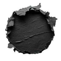 AI generated Blank, black sheet of paper, round shape. On transparent background. Ripped, jagged page. With empty space for text. png