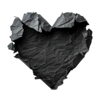 ai generado blanco, negro pedazo de papel, corazón forma. en transparente antecedentes. rasgado, dentado página. con vacío espacio para texto. png