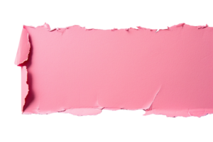 AI generated Blank, pink sheet of paper, rectangular shape. On transparent background. Ripped, jagged page. With empty space for text. png