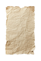 AI generated Blank, brown sheet of paper, vertical rectangular shape. On transparent background. Ripped, jagged page. With empty space for text. png