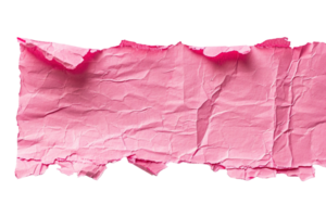 AI generated Blank, pink sheet of paper, rectangular shape. On transparent background. Ripped, jagged page. With empty space for text. png