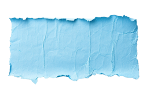 ai generato vuoto, blu foglio di carta, rettangolare forma. su trasparente sfondo. strappato, frastagliato pagina. con vuoto spazio per testo. png