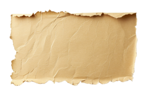 AI generated Blank, brown sheet of paper, rectangular shape. On transparent background. Ripped, jagged page. With empty space for text. png