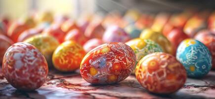 ai generado fondo de pantalla en hd de Pascua de Resurrección temática de colores huevos foto
