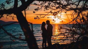 AI generated Romantic Sunset Silhouette photo