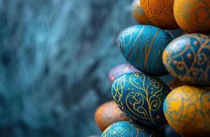 AI generated a stacked row of colorful easter eggs photo