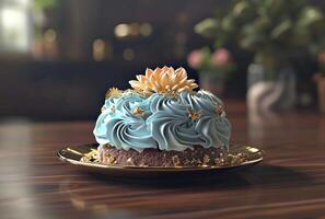 ai generado chocolate cumpleaños pastel en un plato animado secuencia foto