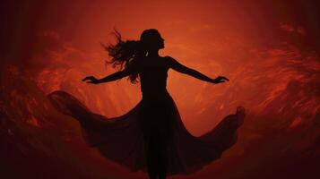 AI generated Woman silhouette dancing red light district concept photo