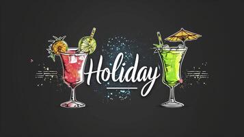 AI generated Text holiday summer style on a black background with Cocktail photo