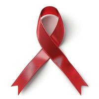 AI generated Red cancer ribbon. Cancer awareness symbol. Isolated on white photo