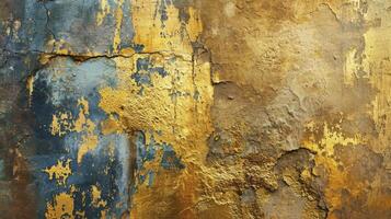 AI generated Abstract gold weathered wall painted background. photo