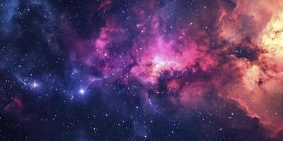 AI generated Space background with stardust and shining stars. Realistic colorful cosmos with nebula and milky way. photo