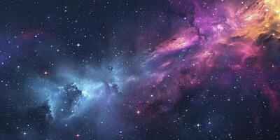 AI generated Space background with stardust and shining stars. Realistic colorful cosmos with nebula and milky way. photo