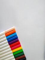 Colored pencils isolated on white background. Multicolor group of Colored pencils photo