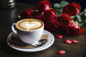 AI generated Valentine's Day Coffee. AI Generated photo