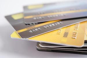 Credit card for online shopping, security finance business concept. photo