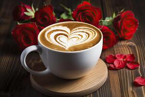 AI generated Valentine's Day Coffee. AI Generated photo