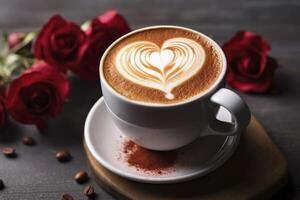 AI generated Valentine's Day Coffee. AI Generated photo