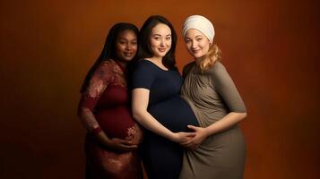 AI generated Three Pregnant Best Friends Supporting Each Other - AI Generated photo