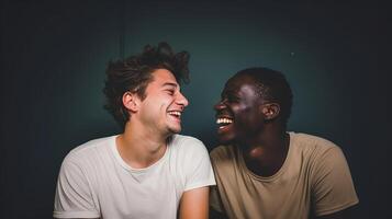 AI generated Two Male Best Friends Laughing Together - AI Generated photo