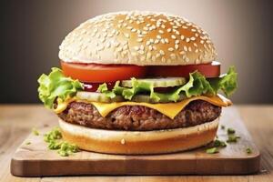 AI generated Best Hamburger Ever.  AI Generated photo