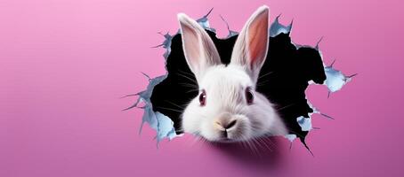 AI generated Easter Bunny peeking out of a hole. Generative Ai. photo