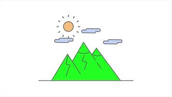 outdoor 2d line art mountain animation video full hd