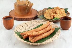 Pisang Aroma or Banana Spring Roll and Gorengan photo