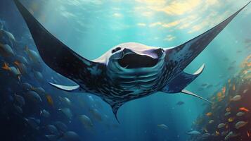 AI generated Manta ray fish on natural background wallpaper photo