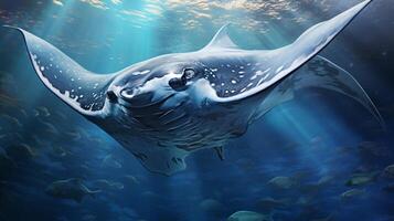 AI generated Manta ray fish on natural background wallpaper photo