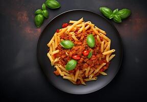 ai generado foto pasta pasta en tomate salsa