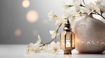 AI generated soft light Islamic background photo