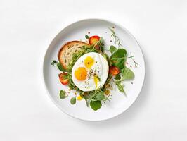 ai generado foto plato con sabroso desayuno aislado en blanco antecedentes