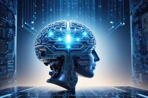 AI generated AI Artificial Intelligence Brain Cyber Technology by AI Generative photo