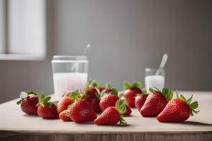 AI generated Fresh Strawberry, closeup. Delicious by AI Generative photo