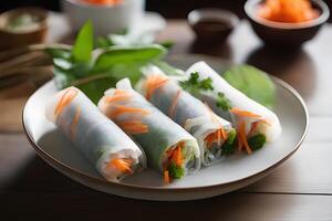 AI generated Fresh Spring Roll, Vietnamese Food by AI Generative photo