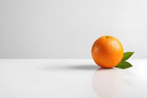 ai generado naranja con verde hojas aislado en blanco antecedentes por ai generativo foto