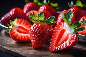 AI generated Fresh Strawberry close-up photography by AI Generative photo