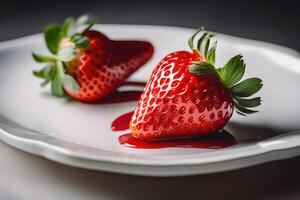 AI generated Fresh Strawberry close-up photography by AI Generative photo