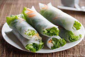 AI generated Fresh Spring Roll, Vietnamese Food by AI Generative photo