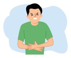 illustration of man suffering from stomach ache symptom vector