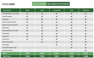 Healthcare wellness package flyer template vector