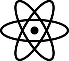 React logo icon. Atom logo icon. Nuclear vector. Ion vector. Vector illustration. Molecule icon. Electron icon. Black and white.