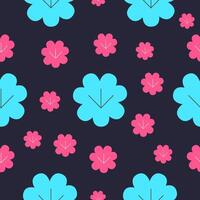 Cyan Magenta Lotus Flower Pattern vector