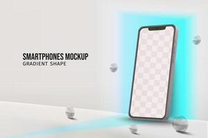 Smartphone mockup scene with bright gradient shape vector